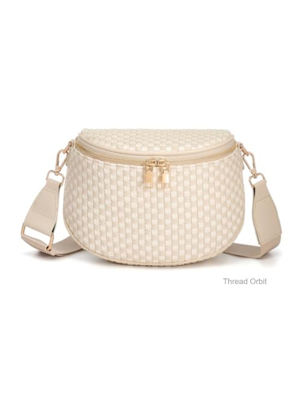Woven Vegan Leather Crossbody Waist Bag PU Checkered Fanny Pack